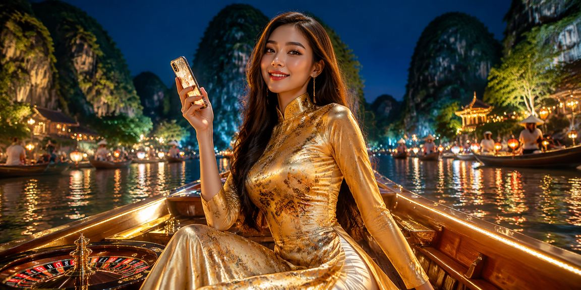 Người dùng trải nghiệm casino trên mobile tại Ninh Bình với áo dài truyền thống